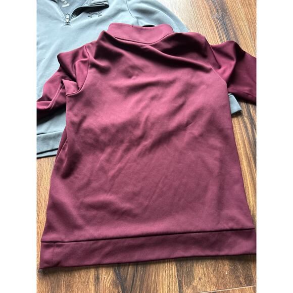 Under Armour 1/4 Zip Sweatshirt Youth Lg Gray Burgundy Loose Fit Fleece Lot of 2 - Picture 5 of 10